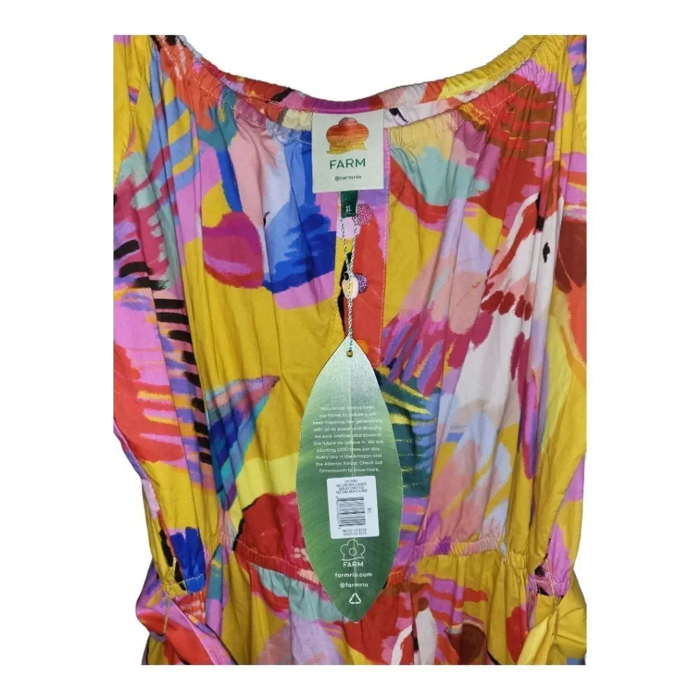 Farm Rio Yellow Multi Floral-Print Off-Shoulder Belted Maxi Dress new with tags - Picture 9 of 10